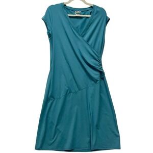 Athleta Women's Size L‎ Teal Nectar Faux Wrap Dress Hiking Outdoor Activewear